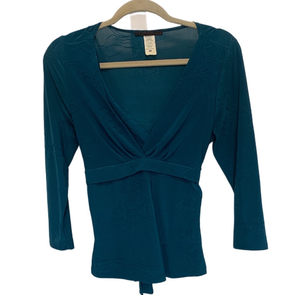 Teal V-Neck Wrap-Style Women's Top